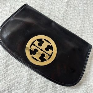 Tory Burch Reva Gold Logo Clutch